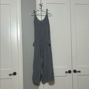 Black and White Striped Wide-Leg Jumpsuit